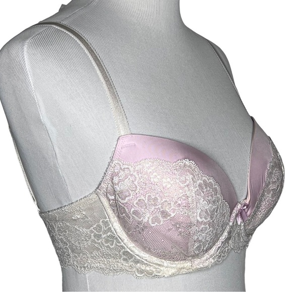 Victoria Secret Dream Angels Push Up Demi Cup Bra Size 34D Pink Lace Sexy - Picture 6 of 10